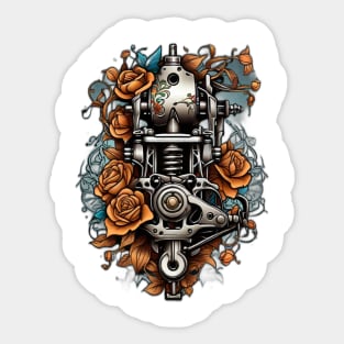 tattoo machine whit flowers Sticker